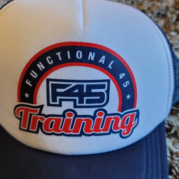 NWT! F45 White Blue Hertiage Trucker Peacoat Snap Back Hat OS - Picture 2 of 10